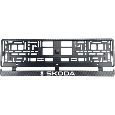 Set 2 bucati, suport numar inmatriculare Carbon, Skoda foto