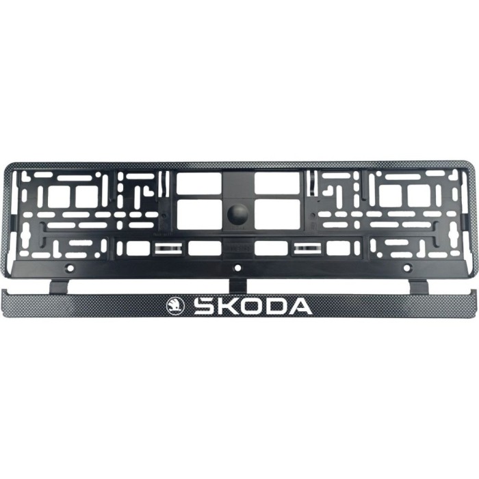 Set 2 bucati, suport numar inmatriculare Carbon, Skoda