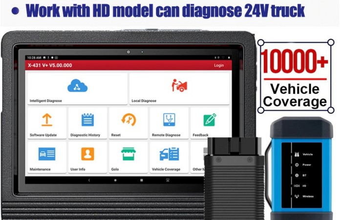 Tester auto profesional LAUNCH X431 V+ 10.1&#039;&#039; model nou acoperire TURISME SI CAMIOANE SI UTILAJE, model nou Smartlink Bluetooth Update Profesional