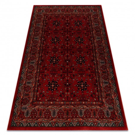 Covor de l&acirc;nă KASHQAI 4302 300 Flori, cadru vin roșu, 80x160 cm