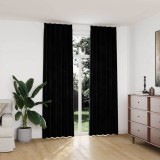 Gossi draperii opace cu carlige, 2 buc., negru, 140x245 cm, catifea