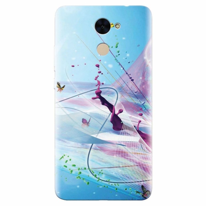 Husa silicon pentru Huawei Enjoy 7 Plus, Artistic Paint Splash Purple Butterflies Husa silicon pentru Huawei Enjoy 7 Plus, Artistic Paint Splash Purple Butterflies