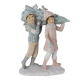 Cumpara ieftin Figurine Copii cu brad din polirasina 12 cm x 6 cm x 15 h