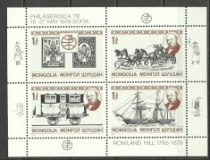 Mongolia 1979 - Rowland Hill, transport, bloc neuzat foto