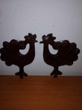 Pereche placa aplica ceramica maro vintage de perete cocosi marcat Finlanda