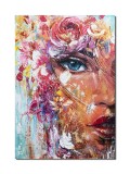 Tablou impasto abstract pictat manual, Chip de femeie, 100x70cm acril pe panza efect 3D, Kenny Varniote