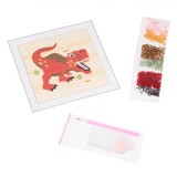 Set Creativ Margele Dinozaur Multicolor 18x18cm, Joc Educativ Arta si Creatie, 5 6 7 Ani, Margele Bijuterii, Mozaic