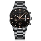 Ceas barbatesc de mana Nibosi Fashion Elegant Quartz Casual Analog Negru Auriu