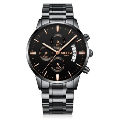 Ceas barbatesc de mana Nibosi Fashion Elegant Quartz Casual Analog Negru Auriu foto