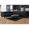 VidaXL Canapea colțar Chesterfield 6 locuri, piele artificială, neagră