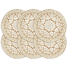 vidaXL Naproane, 6 buc., alb, 38 cm, iută, rotund 133867