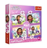 Cumpara ieftin Puzzle Trefl 4 in 1 Gabbys Dollhouse - Aventurile lui Gabby, 207 piese
