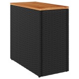 Masa laterala de gradina cu blat din lemn, neagra, 58x27,5x55 cm, poliratan
