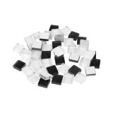 Set 35 pietre decorative de mozaic din sticla Crisalida, 10 x 10 mm, Negru si transparent