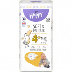 Scutece Happy Soft&amp;Delicate Maxi Plus, Marimea 4+, 62 buc
