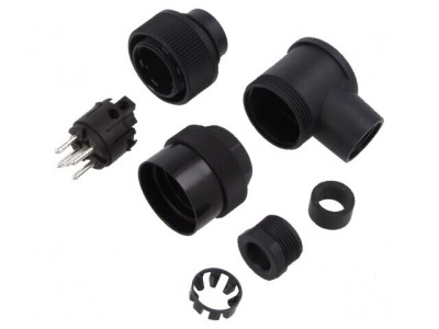 Conector circular 400V PIN 5 mufă tată pe cablu 20A foto