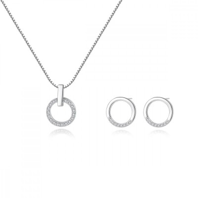 Set Cercei si Lantisor pe Rotund din argint S925 zirconiu cubic de lux Set366L foto