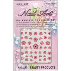 Sticker 3D nail art - flori roz închis