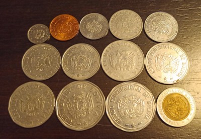 Lot 13 monede diferite Bolivia foto