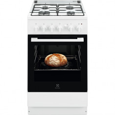 Aragaz Electrolux LKG504002W, gaz, 50cm, 59 l, Autocuratare catalitica, Grill electric, Rotisor, Clasa A, Alb