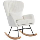 HOMCOM Fotoliu balansoar, rocking chair cu pernă, șezut căptușit, spătar &icirc;nalt, 67 x 88 x 104 cm, alb | Aosom Romania