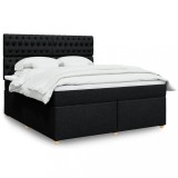 VidaXL Pat box spring cu saltea, negru, 180x200 cm, catifea 3291368