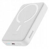 Baterie Externa Wireless Baseus Magnetic Mini, 10000mAh, 30W, PD + FQI, 1 x QI - 1 x USB-C, Alba PPCX110202