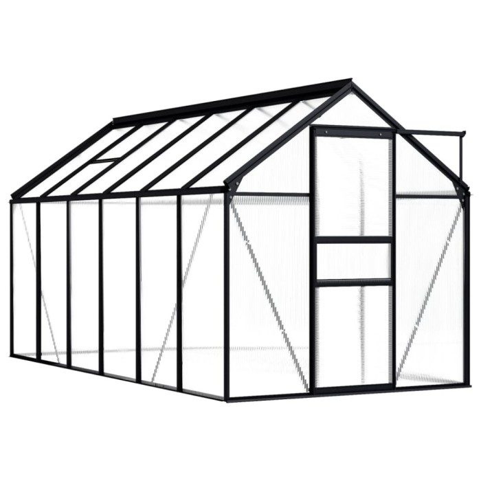 Seră, antracit, 7,03 m&sup2;, aluminiu