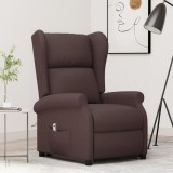 Cumpara ieftin Fotoliu cu ridicare, maro &icirc;nchis, material textil