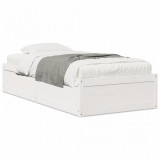 VidaXL Cadru de pat, alb, 100x200 cm, lemn masiv de pin