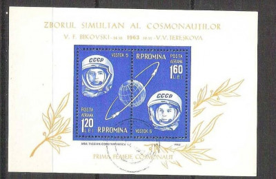 Romania 1963 Space, Vostok 5-6, perf. sheet, used Z.001 foto