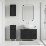 Cumpara ieftin Set de cabinet pentru baie cu 3 piese ALKMAAR Negru