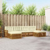 vidaXL Seturi de canapele 6 pcs Natural și Crem Lemn Solid de Acacia 3373890