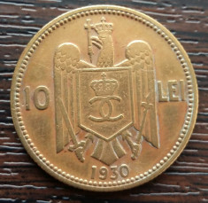 (MR45) MONEDA ROMANIA - 10 LEI 1930, CAROL II, FARA SEMN DE MONETARIE foto