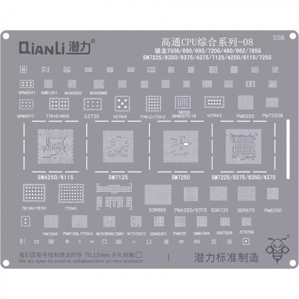 Sita BGA QIANLI QS508 pentru CPU Qualcomm SnapDragon 8 Series