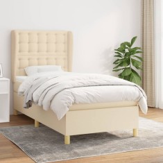 vidaXL Pat box spring cu saltea, crem, 80x200 cm, textil 3128802