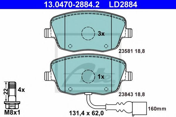 Set placute frana,frana disc SEAT IBIZA IV (6L1) (2002 - 2009) ATE 13.0470-2884.2