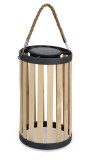 Cumpara ieftin Felinar incarcare solara bambus natur otel negru Arvel &Oslash;16,5x29-44h