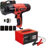 Yato YT-82020 + Einhell - CC-BC 12 - Masina de insurubat cu impact 450 W 450 Nm patrat 1/2 inch valiza plastic accesorii + Redresor auto - W 12 V 8-12