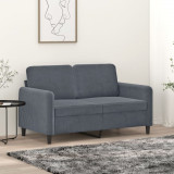 VidaXL Canapea cu 2 locuri, gri &icirc;nchis, 120 cm, catifea 359433