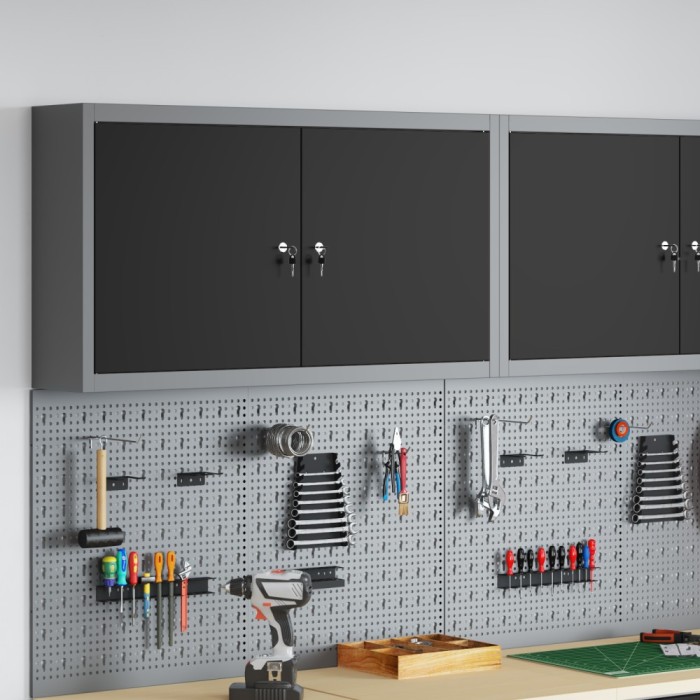 Dulap de unelte Gossi montat pe perete negru 100x20x55 cm otel