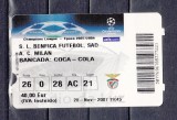 QW29 - Bilet de colectie - sport - fotbal - Champions League ed 2007/2008 - SL Benfica - AC Milan - 28 noiembrie 2007 - Lisabona - Portugalia