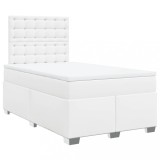 Cumpara ieftin Pat box spring cu saltea, alb, 120x200 cm, piele ecologica