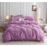 Cumpara ieftin Lenjerie de Pat Finet, Pliuri Brodate, 6 pcs - JO121 Mov Deschis