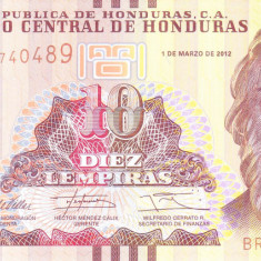 Bancnota Honduras 10 Lempiras 2012 - P99a UNC