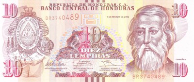 Bancnota Honduras 10 Lempiras 2012 - P99a UNC foto