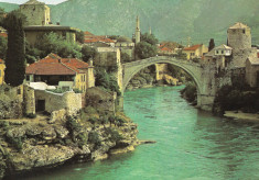 Bosnia ?i Her?egovina - 1985 - Ora?ul Mostar - Poduri antice, cladiri, rauri foto