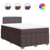 Cumpara ieftin Pat box spring cu saltea, maro inchis, 120x190 cm, textil