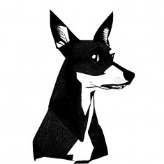 Sticker decorativ Caine Basenji, Negru, 90 cm, 8150ST