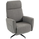 HOMCOM Fotoliu Relax Electric Rotativ 360&deg;, Fotoliu Rabatabil cu Tetieră Reglabilă, Porturi USB, Țesătură Aspect In, Gri | Aosom Romania